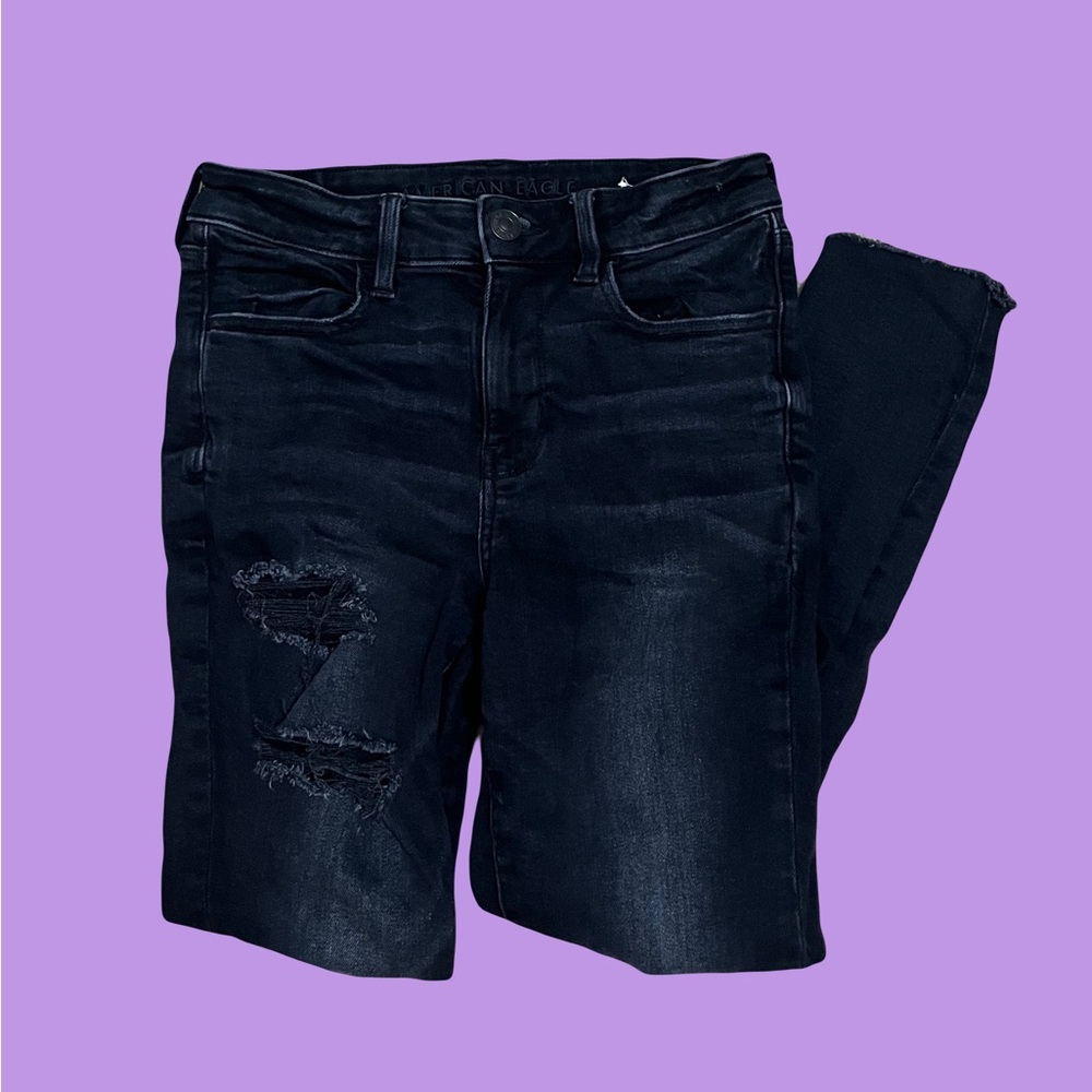 American Eagle black ripped high waisted skinny jeans